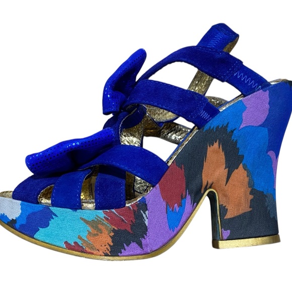 Irregular Choice Royal Blue and Gold Bow Heels - Picture 4 of 10